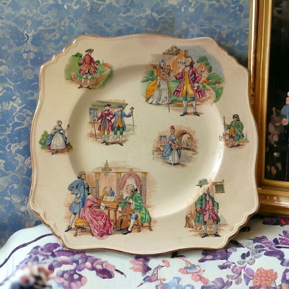 Royal Winton Grimades Lunch Plate Colonial Courting Couples Gainsborough England - Picture 10 of 16